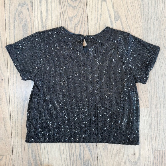 Art Class Girls’ Boxy Black Sequin Kids Crop Length Top Size Large 10/12 - Picture 9 of 11
